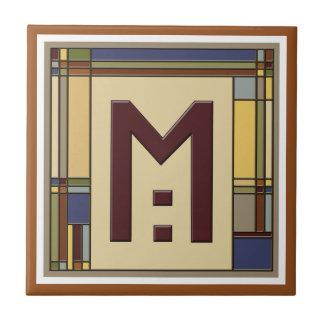 Wonderful Arts & Crafts Geometric Initial M Ceramic Tile