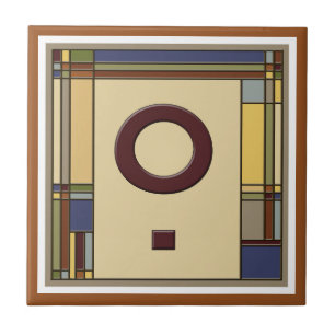 Wonderful Arts & Crafts Geometric Initial O Ceramic Tile