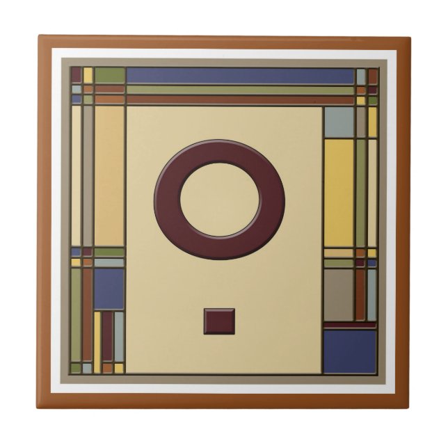 Wonderful Arts & Crafts Geometric Initial O Ceramic Tile (Front)