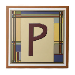Wonderful Arts & Crafts Geometric Initial P Ceramic Tile