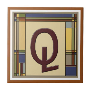 Wonderful Arts & Crafts Geometric Initial Q Ceramic Tile