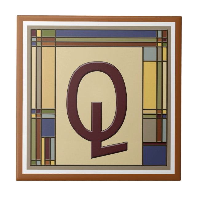 Wonderful Arts & Crafts Geometric Initial Q Ceramic Tile (Front)