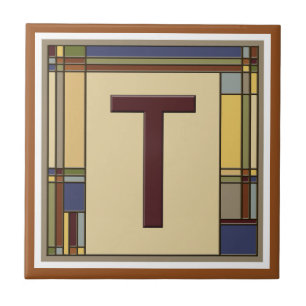 Wonderful Arts & Crafts Geometric Initial T Tile