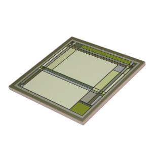 Wonderful Arts & Crafts Geometric Pattern in Green Ceramic Tile