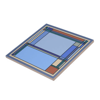 Wonderful Arts & Crafts Geometric Patterns in Blue Ceramic Tile