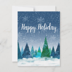 Wonderful, Awesome, Blue Flakes Christmas Night Holiday Card