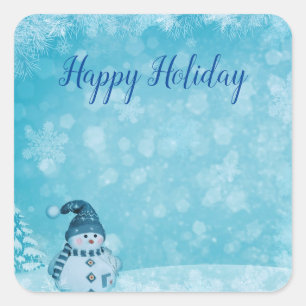 Wonderful, Awesome,Gorgeous Blue Snowman Christmas Square Sticker