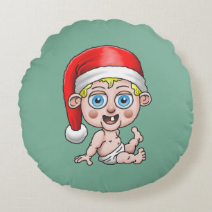 Wonderful Baby Santa Round Cushion