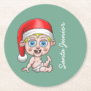 Wonderful Baby Santa Round Paper Coaster