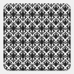 Wonderful Black and White Damask Square Sticker