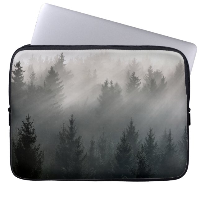Wonderful black and white dawn mountains laptop sleeve (Front)