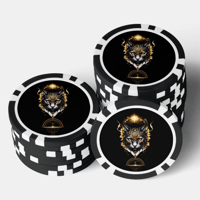 Wonderful black cat.  poker chips (Stack)