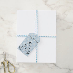 Wonderful, Blue Flakes, Christmas Tree Gift Tags