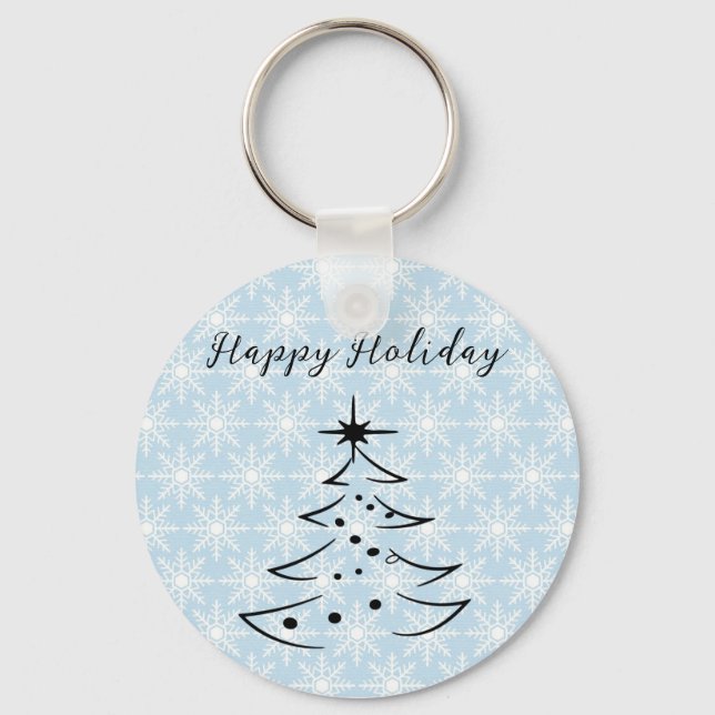 Wonderful, Blue Flakes, Christmas Tree Key Ring (Front)