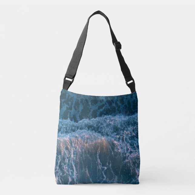 Wonderful Blue Waves Crossbody Bag (Front)