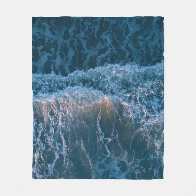 Wonderful Blue Waves Fleece Blanket (Front)