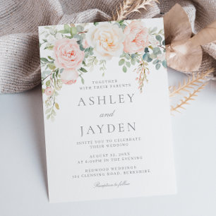 Wonderful Blush Floral Wedding Invitation