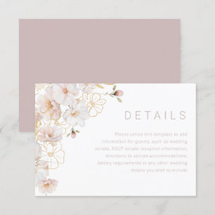 Wonderful Blush & Gold Enchanted Wedding Details Enclosure Card