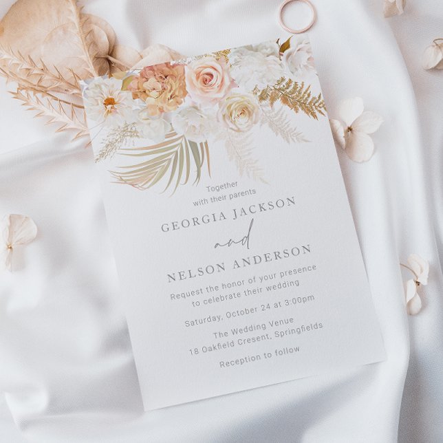 Wonderful Blush Gold & Ivory Floral Wedding Invitation (Creator Uploaded)