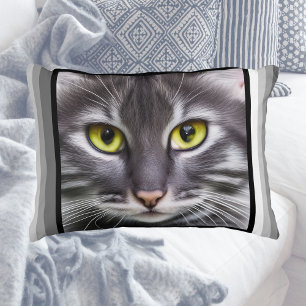 Wonderful cat in portrait on modern stripes  decorative cushion