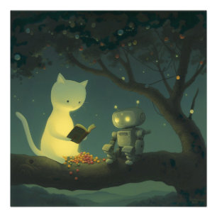 Wonderful Cat & Little Robot: Blissful Hours Photo Print