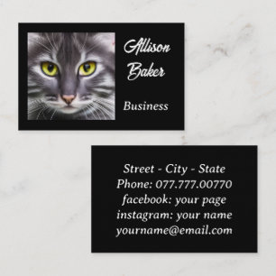 Wonderful cat portrait on black business card