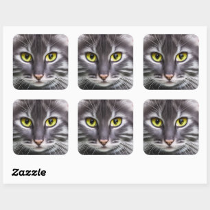 Wonderful cat portrait    square sticker