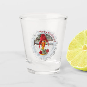 Wonderful Chicken Christmas Shot Glass! Glass