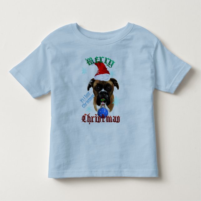 Wonderful-Christmas Boxer Dog Toddler T-Shirt (Front)