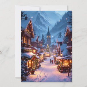 Wonderful Christmas market in a Mountain village Holiday Card