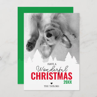 Wonderful Christmas red green photo Holiday Card