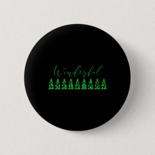 Wonderful Christmas Tree Green Tygraphy 6 Cm Round Badge