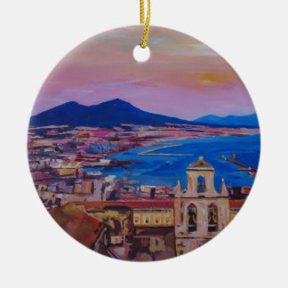Wonderful City View of Naples with Mount Vesuv Ceramic Tree Decoration