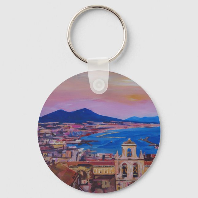 Wonderful City View of Naples with Mount Vesuv Key Ring (Front)