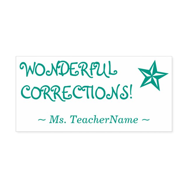 "WONDERFUL CORRECTIONS!" Instructor Rubber Stamp (Design)