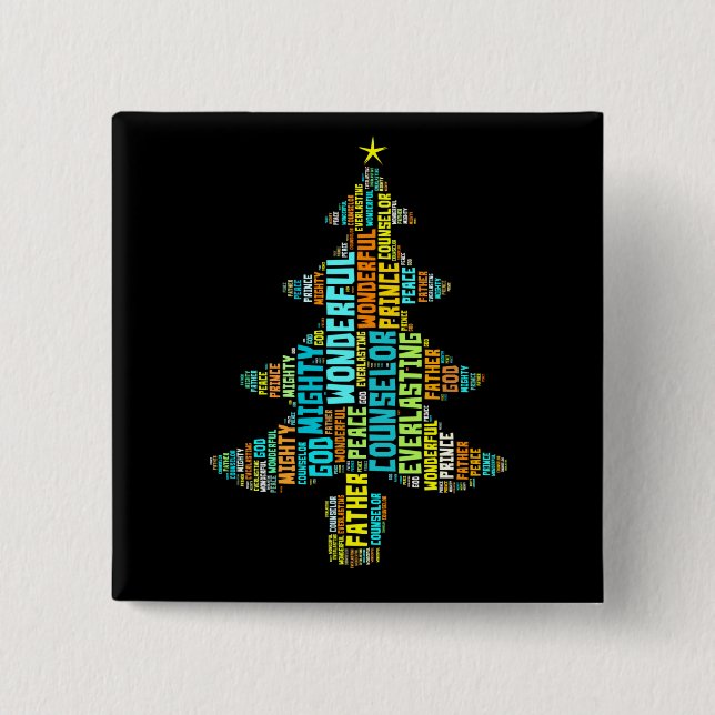 Wonderful Counsellor Mighty God Prince of Peace 15 Cm Square Badge (Front)