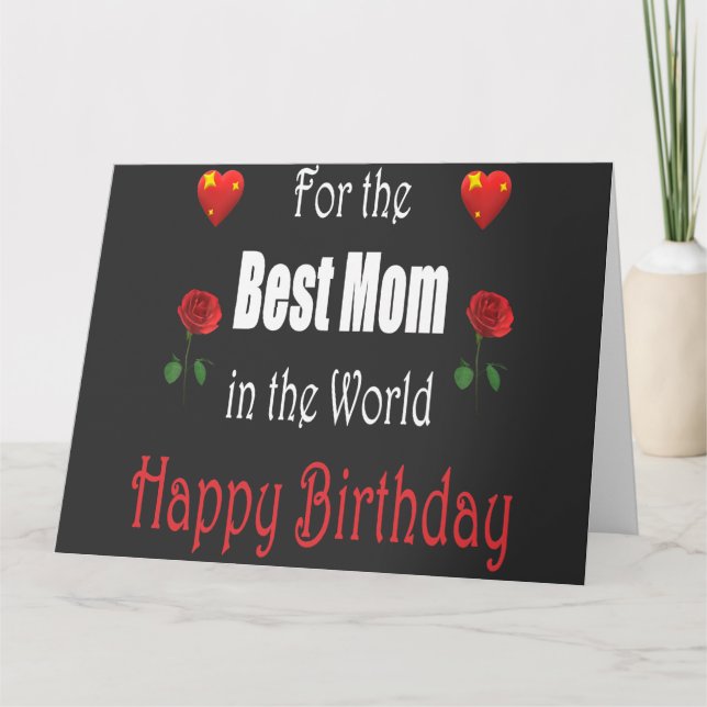 Wonderful cute Mom Birthday with Heart and Flower Card (Front)