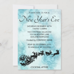 Wonderful, Elegant, Blue New Year whit Santa Invitation