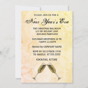 Wonderful, Elegant, Gold New Year Invitation