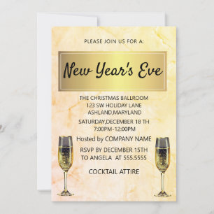 Wonderful, Elegant, Gold New Year Invitation