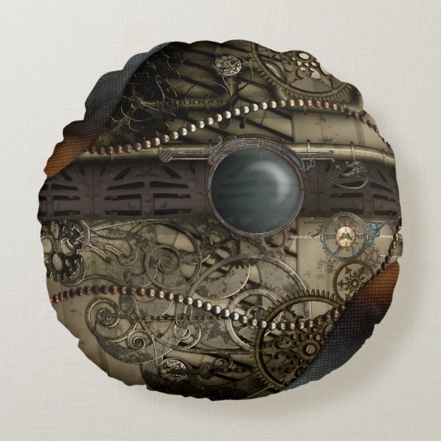 Wonderful elegant steampunk design round cushion (Front)