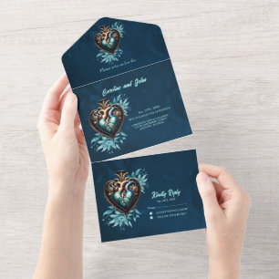 Wonderful elegant steampunk heart. all in one invitation