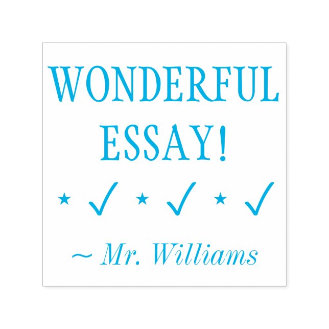"WONDERFUL ESSAY!" Teacher Feedback Rubber Stamp (Design)
