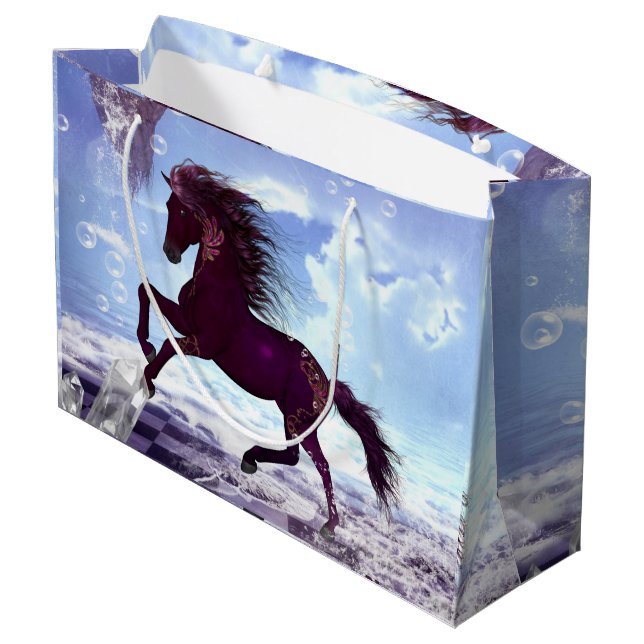 Wonderful fantasy horse on the beach large gift bag (Back Angled)