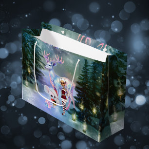 Wonderful fantasy reindeer large gift bag