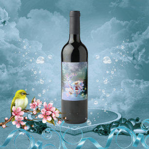 Wonderful fantasy reindeer wine label
