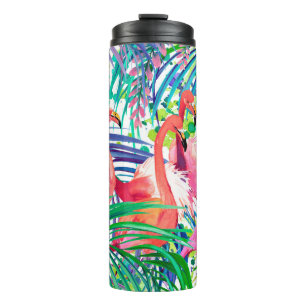Wonderful flamingo watercolor illustration. Africa Thermal Tumbler
