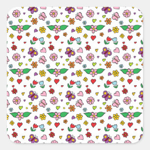 Wonderful Flowers Design Square Sticker