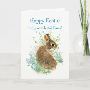 Wonderful Friend Custom Easter Cute Bunny Rabbit Holiday Card