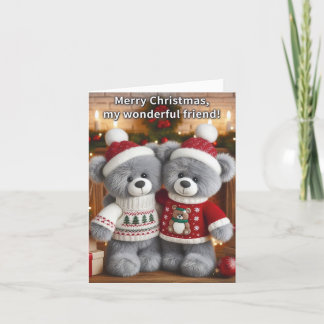 Wonderful Friend - Festive Bears Christmas Card
